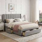 Hopkins Queen Bed Frame with Storage - Light Grey