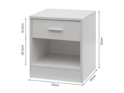 Clayton Bedside Table with 1 Drawer - White