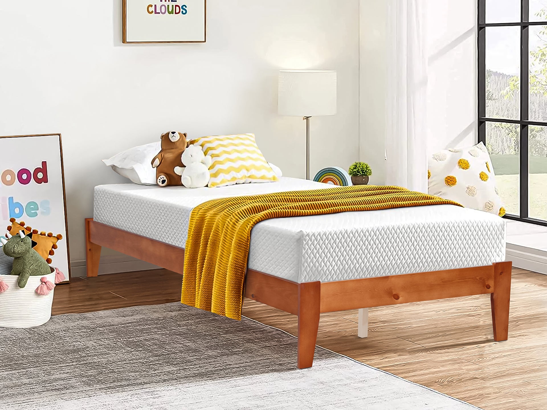 Meri King Single Wooden Slat Bed Frame - Oak – Homemart