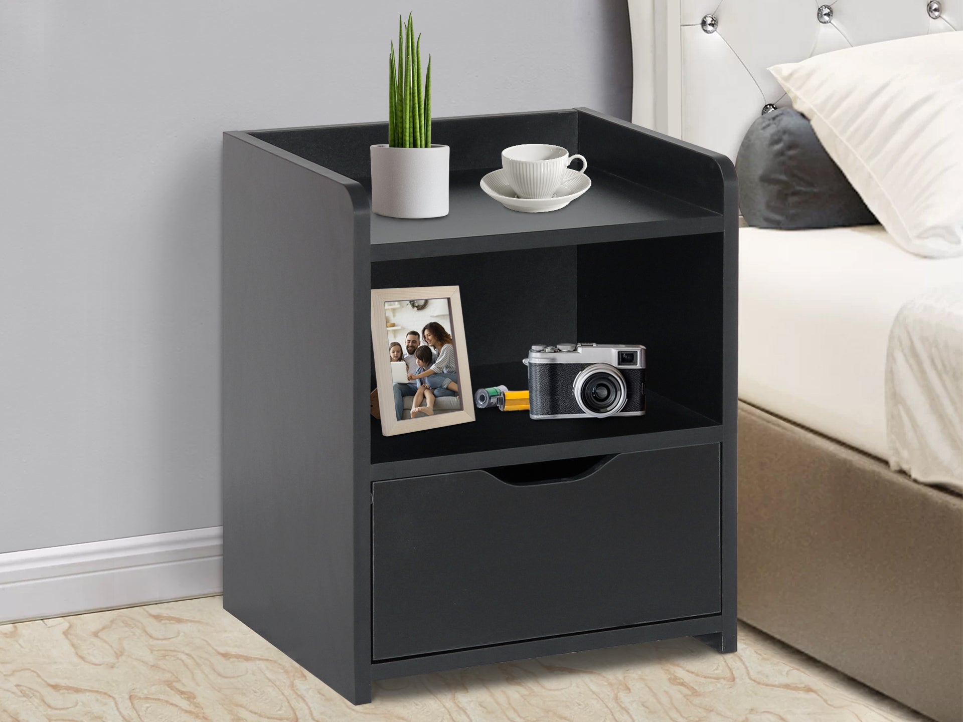 Knox Bedside Table Espresso Homemart