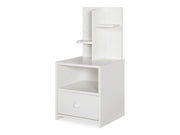 Bailey Bedside Table with Shelves - White