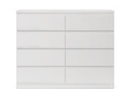 Tongass Wooden Low Boy 8 Drawers - White