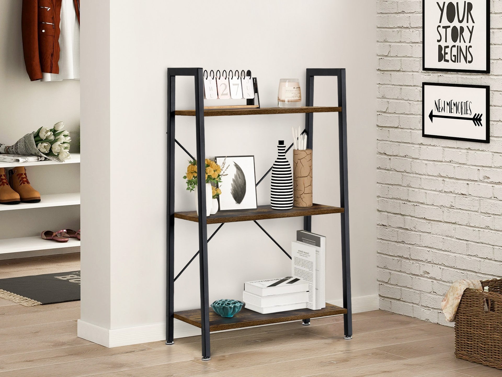 Roan 3 Tier Ladder Shelf Black Homemart