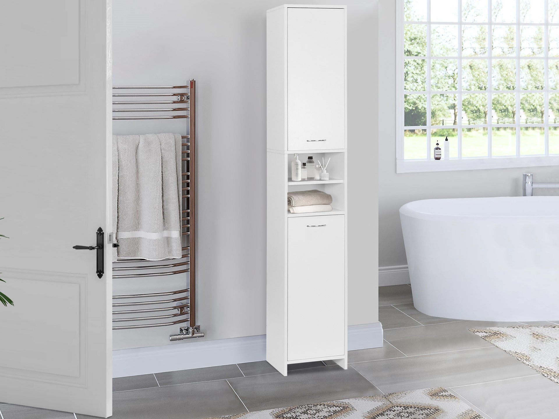 Orotu Bathroom Tower Cabinet Storage - White – Homemart