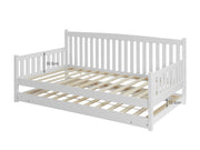 HERBERT Single Wooden Trundle Bed Frame - WHITE