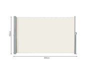 Toughout 1.6m x 3m Retractable Side Awning Screen Shade - Beige