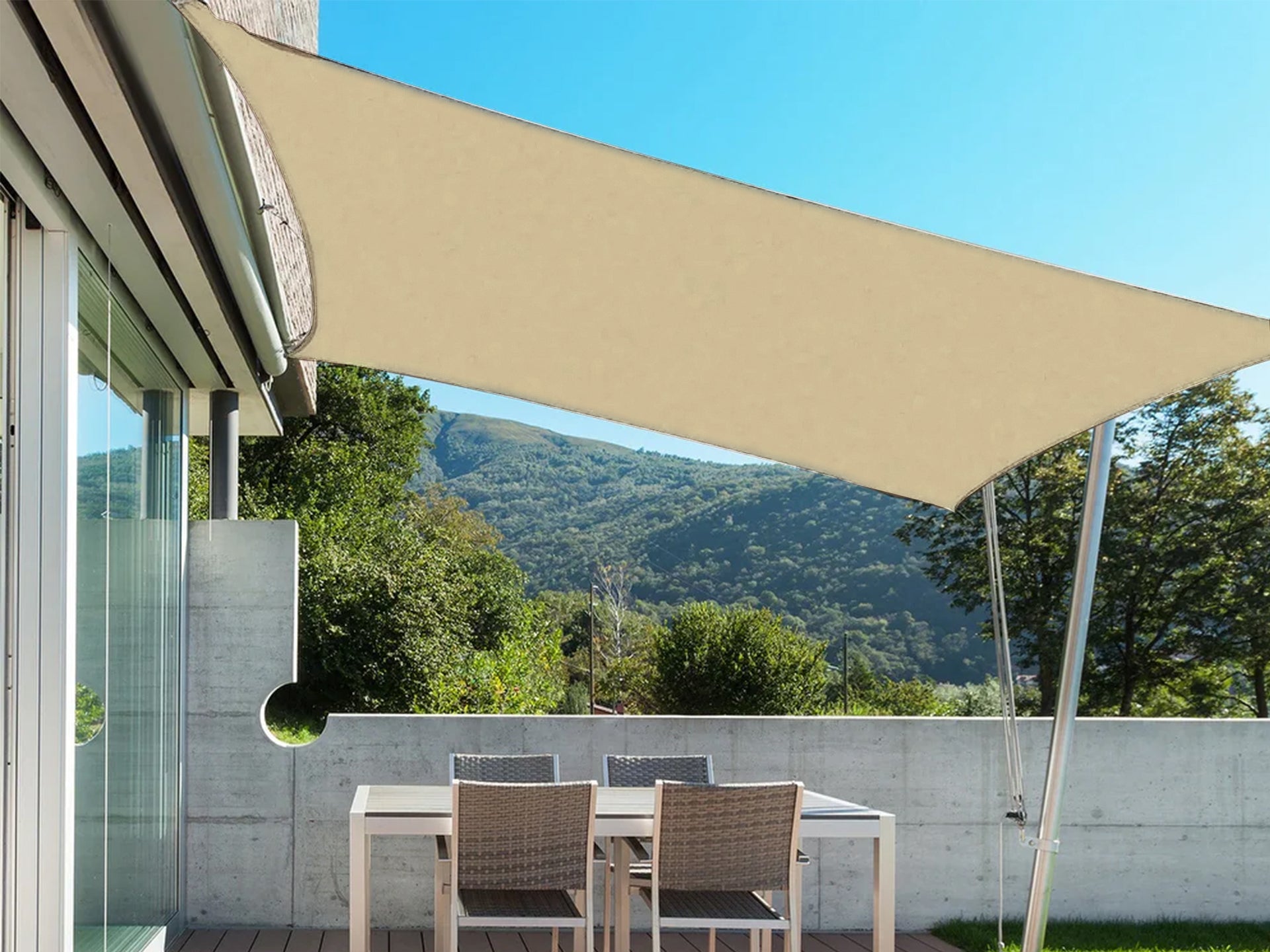 Toughout Kool Rectangle Shade Sail 3m x 6m Sand Homemart