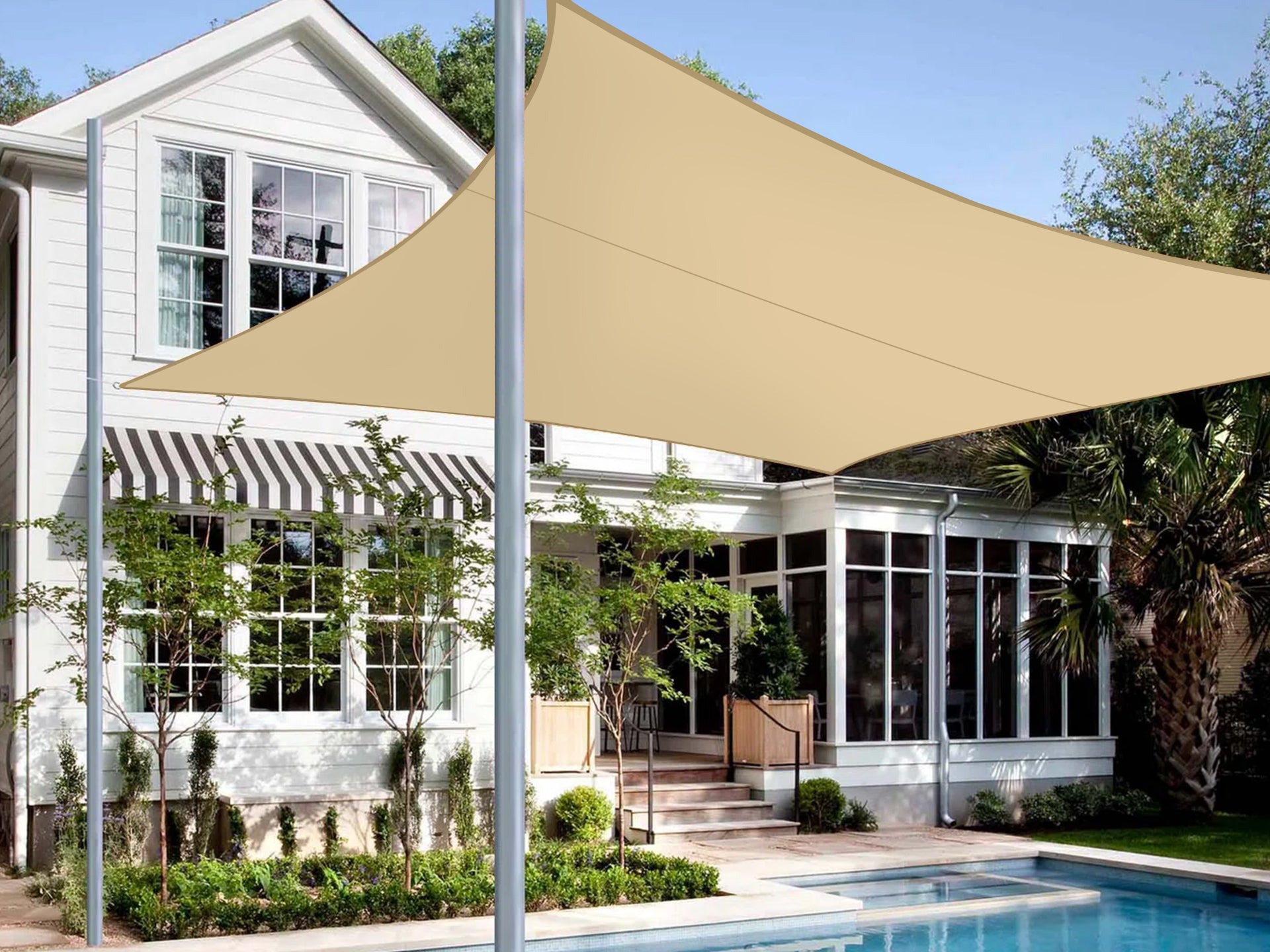 Toughout Serein Waterproof Rectangle Shade Sail 3m x 4m Sand Homemart