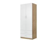 Harris 2 Door Wardrobe with Drawers - Oak + White