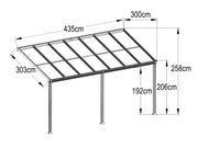 Patio Canopy 14'x10' ft - 4.4 x 3.03 x 2.58m - Charcoal Grey