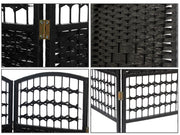 COONOOR 1.7M Rattan Room Divider Screen 6 Panels - BLACK