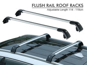 114-118cm Universal Car SUV Flush Rail Roof Rack 2PCS - SILVER