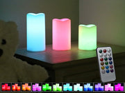 3 x Flameless Color LED Candles with Remote Control