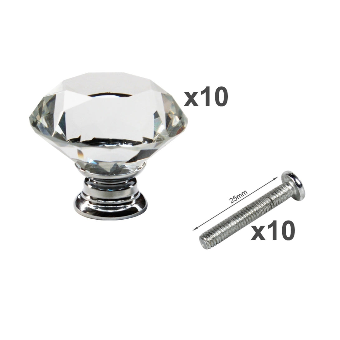 10 x Diamond Crystal Glass Knobs Drawer Handles Knobs