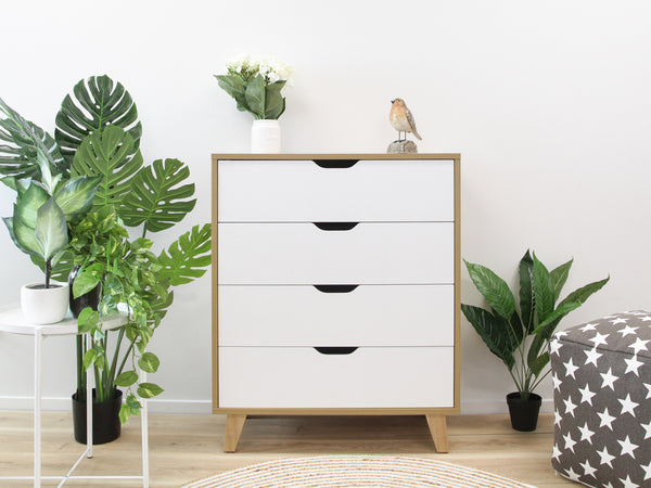 SCHERTZ Wooden Tallboy 4 Drawers - OAK