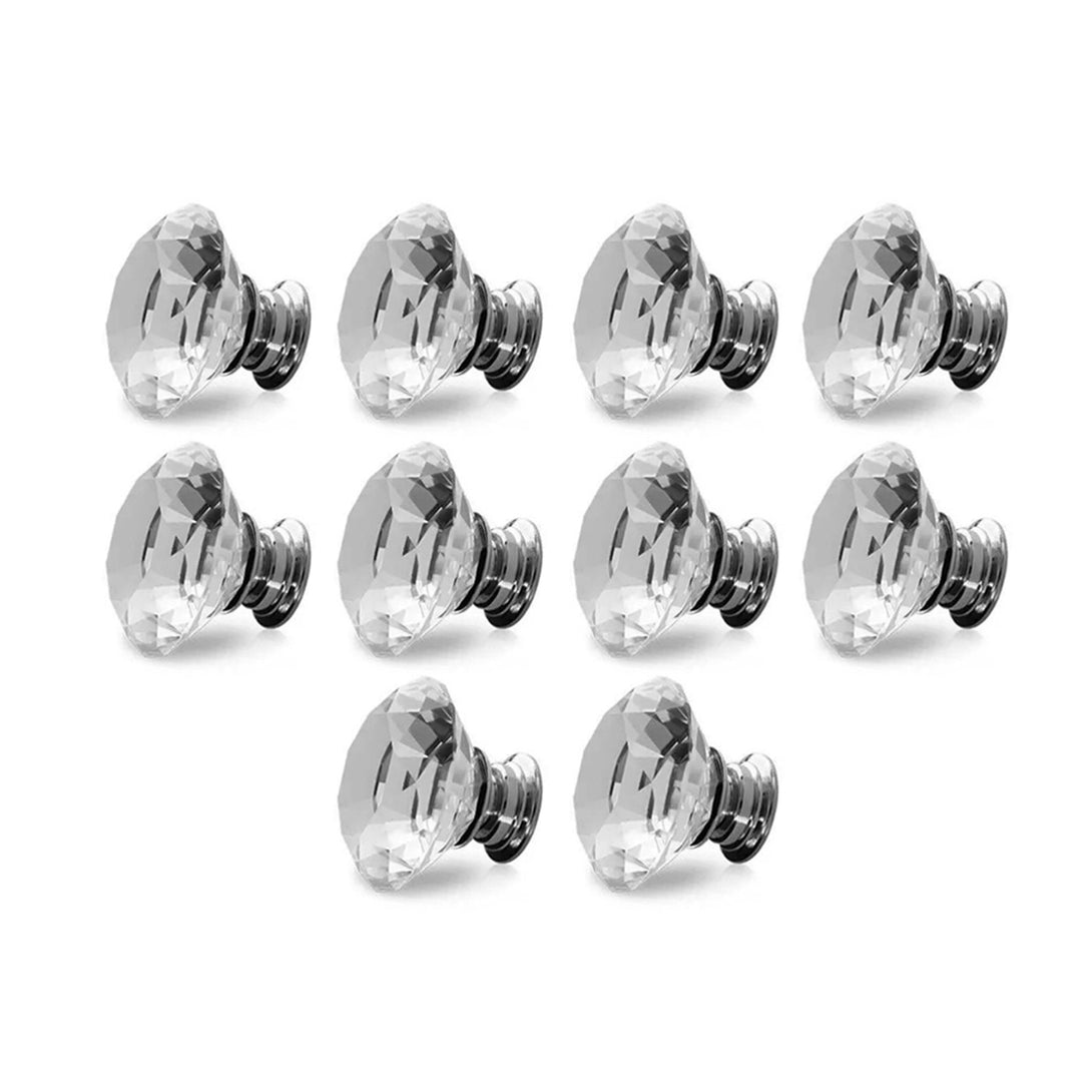 10 x Diamond Crystal Glass Knobs Drawer Handles Knobs