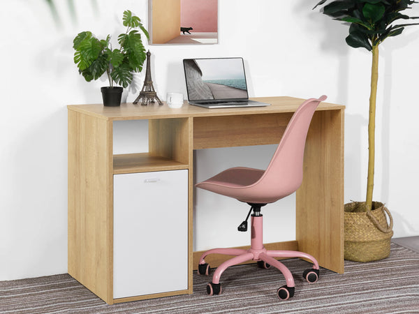 Makalu 100cm Computer Study Desk with Cabinet - Oak