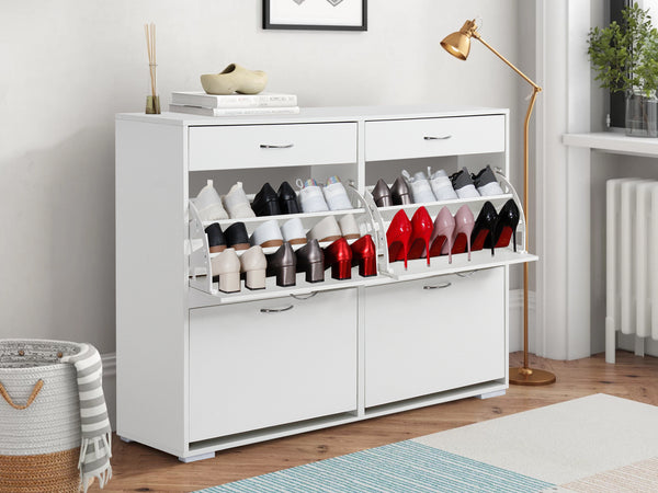 Rotoroa 6 Drawer Shoe Cabinet Storage Rack - White