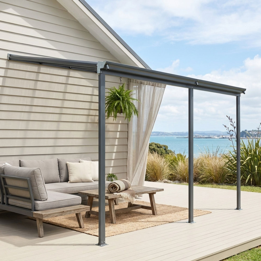 Patio Canopy 12'x10' ft - 3.73 x 3.03 x 2.58M - Charcoal Grey