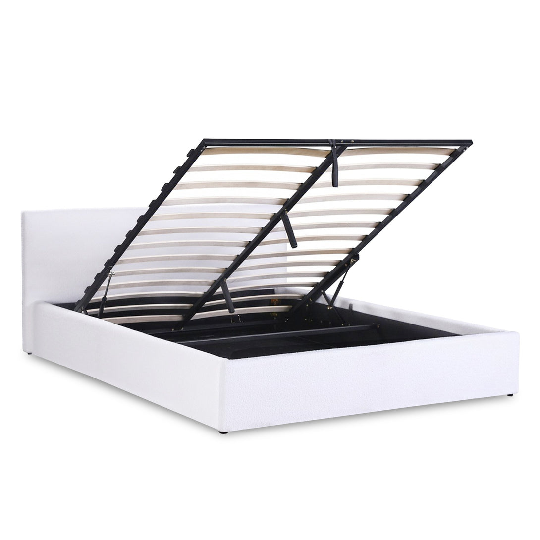 Belo Boucle Queen Gas Lift Bed Frame - White