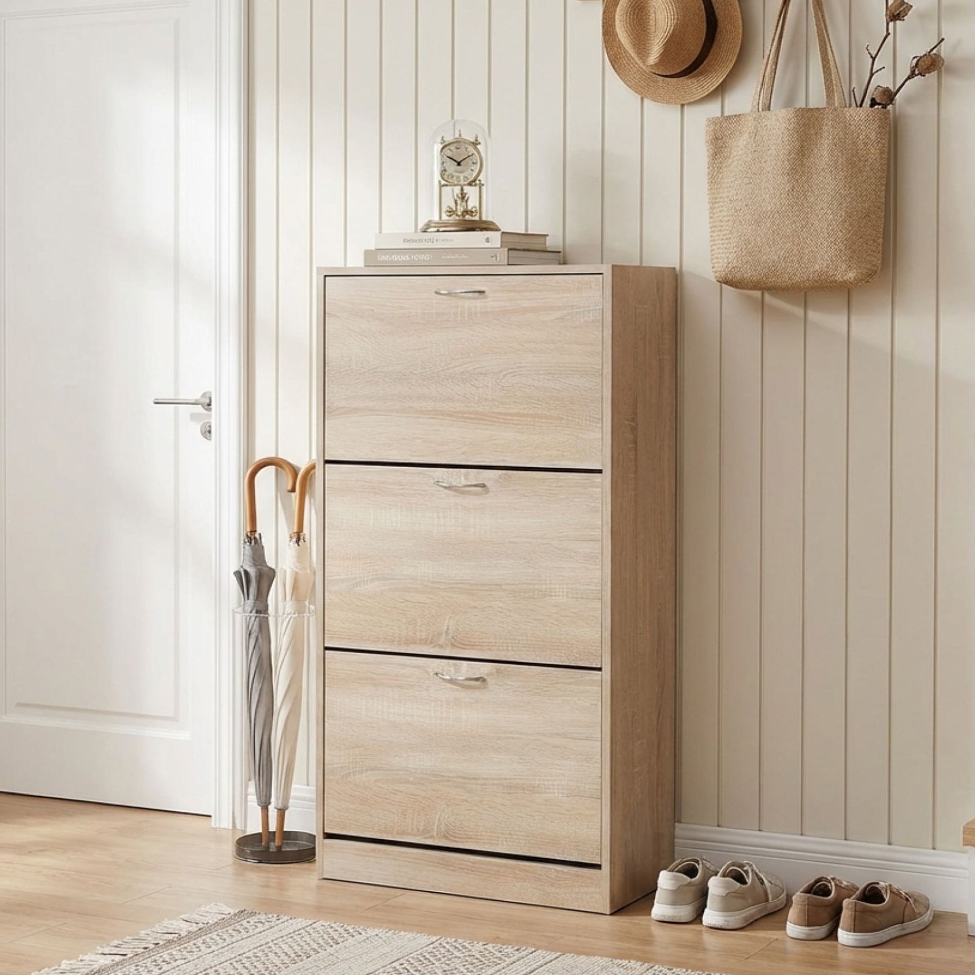 Matilda 3 Drawer Shoe Cabinet Storage Rack - Maple