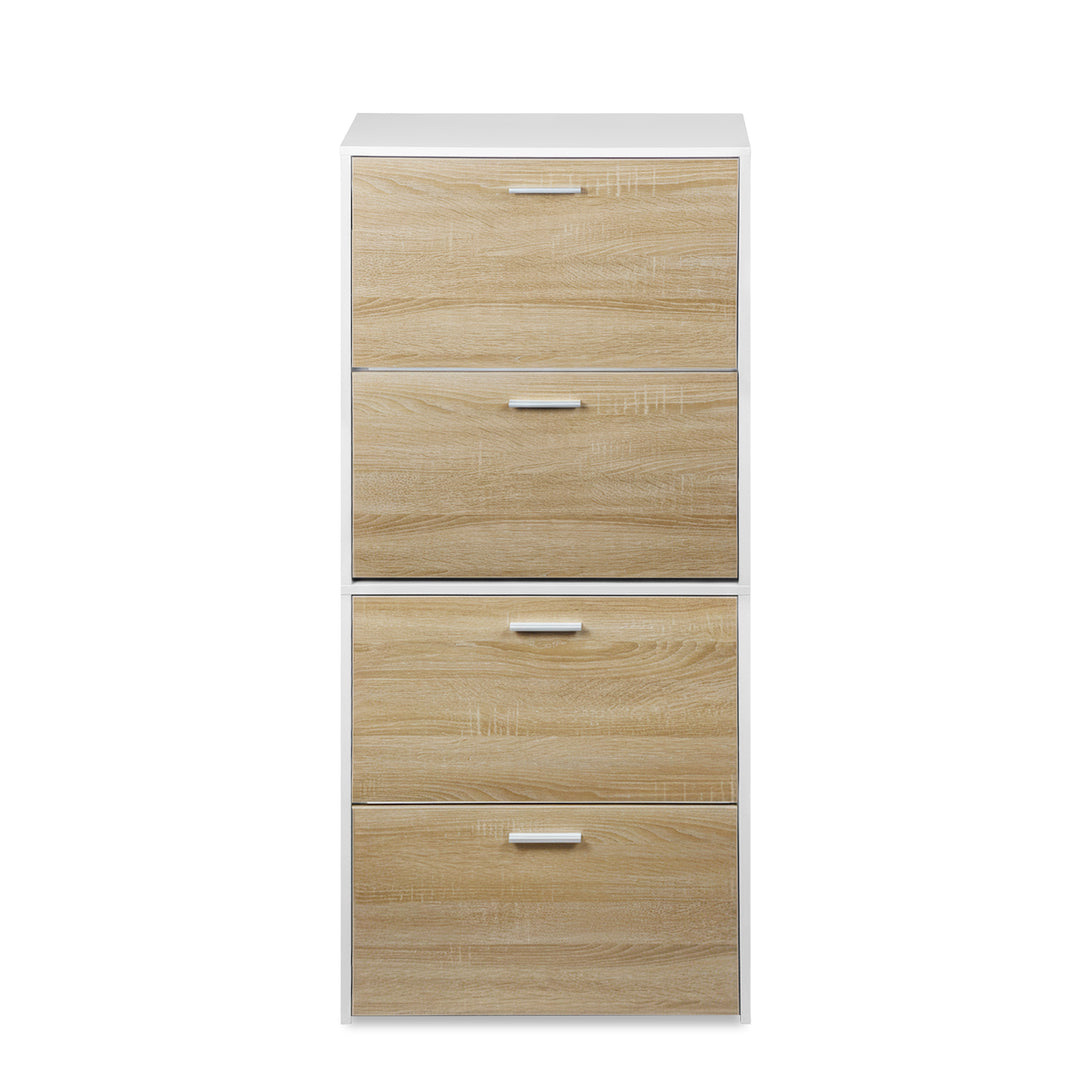 Navo 4 Drawer Shoe Cabinet Storage Rack - White Oak