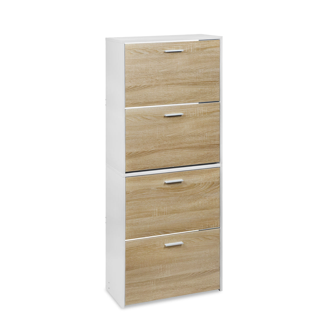 Navo 4 Drawer Shoe Cabinet Storage Rack - White Oak
