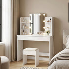 Celosia 2 Piece Dressing Table with Mirror & Stool Set - White