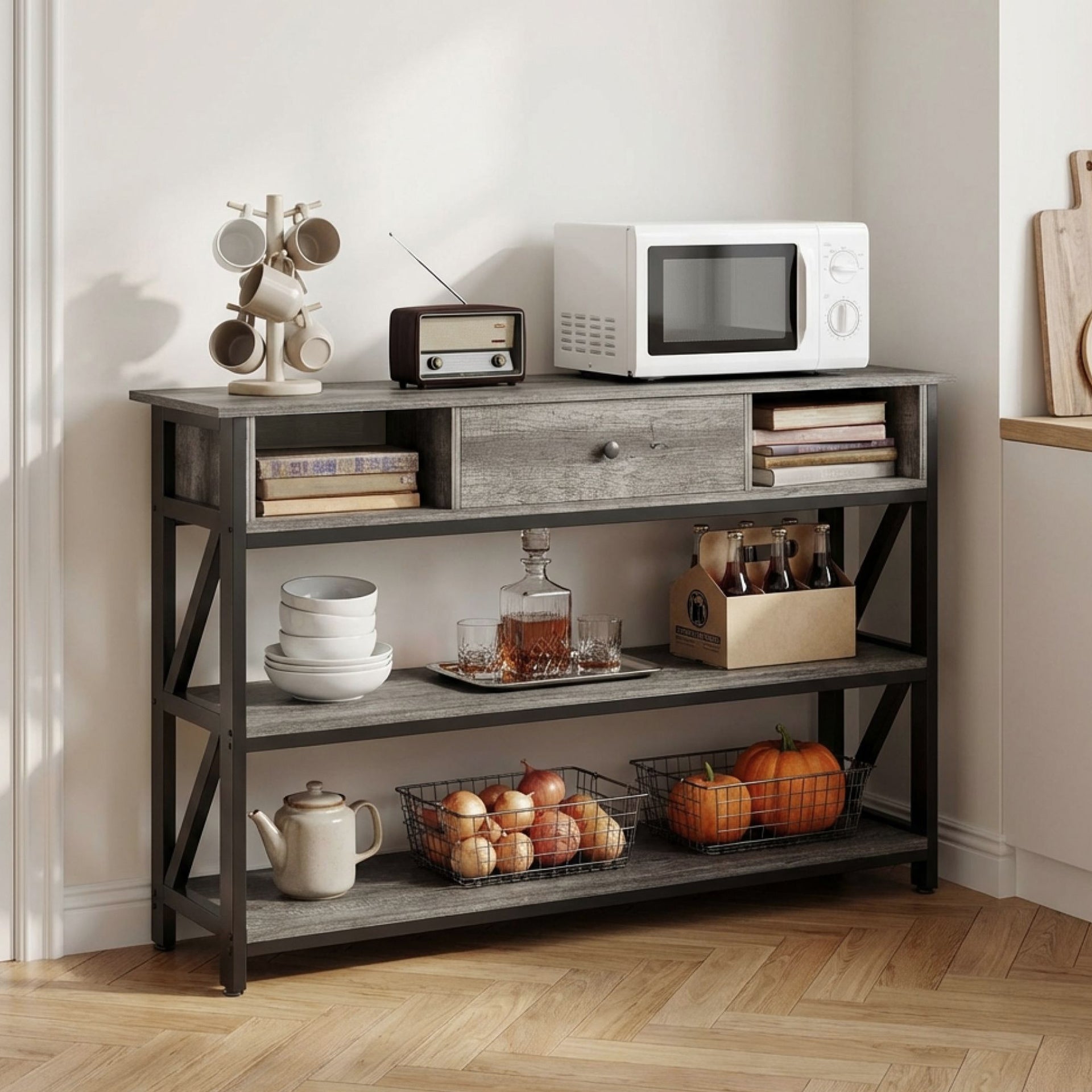 Atlas 1.2m Console Table with Drawer - Gray Oak