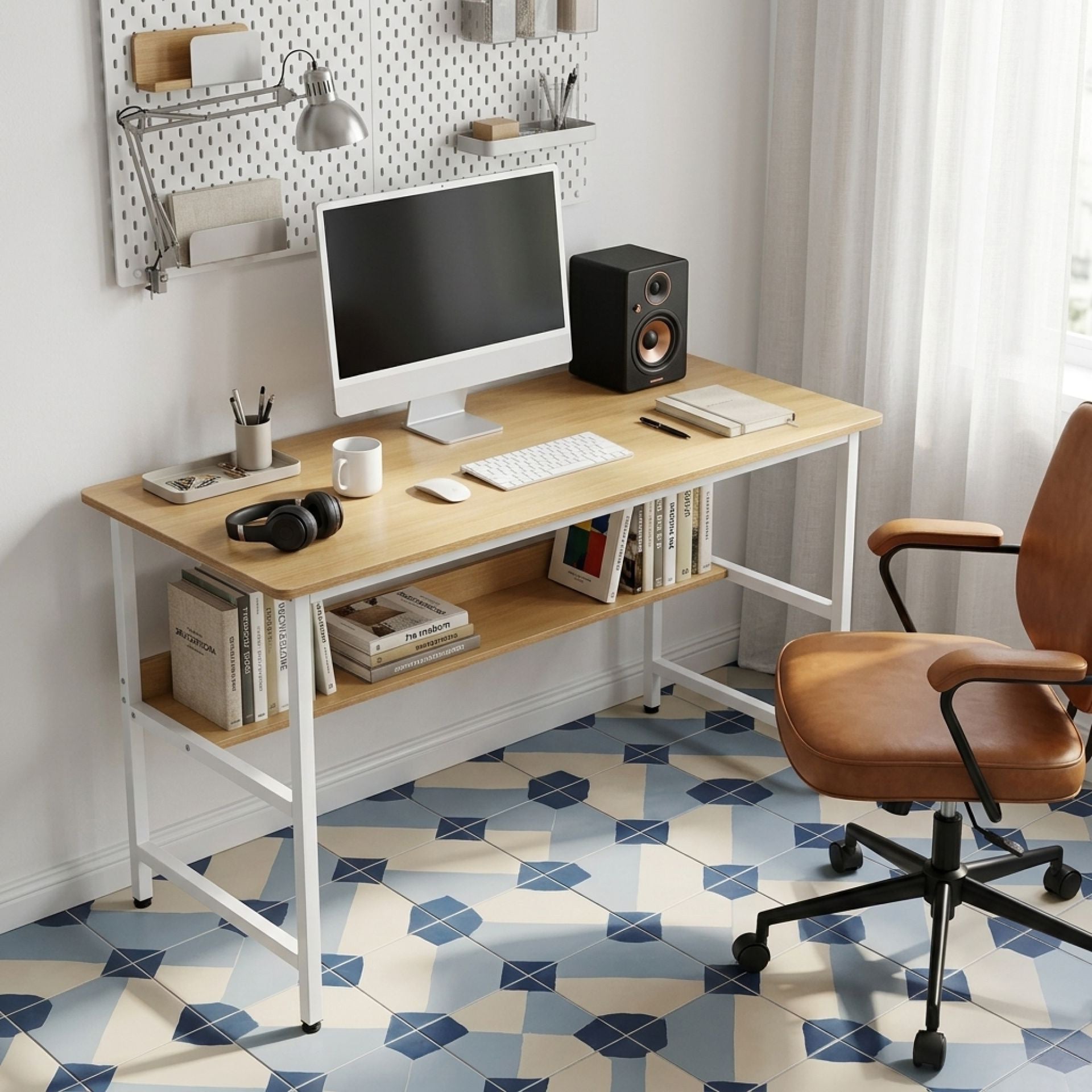 Carter 120cm Computer Desk - Maple + White