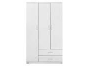 Bram 3 Door Wardrobe Cabinet with 2 Drawers - White