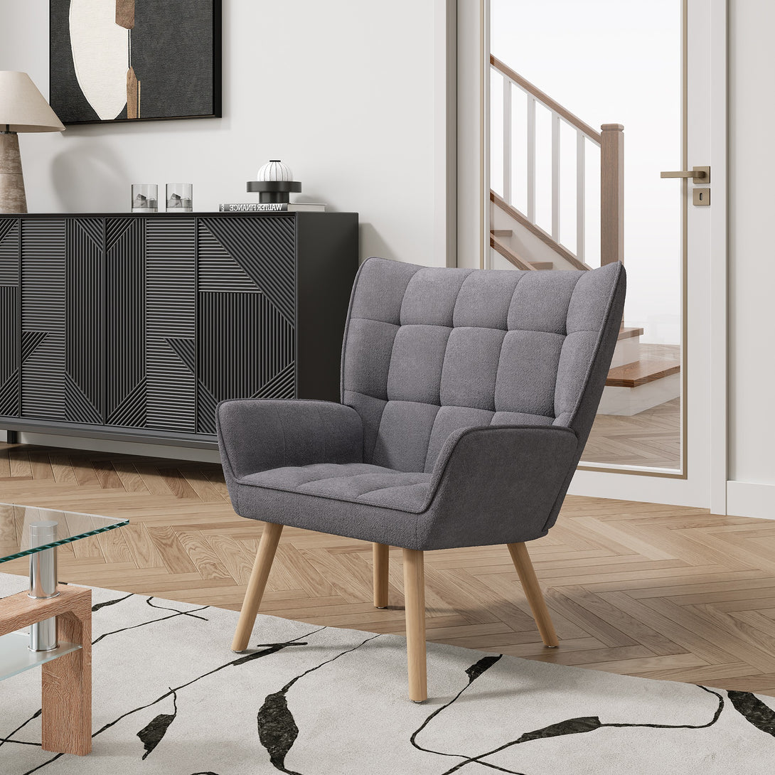 Amelia Rubberwood Armchair - Dark Grey