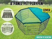 Dog Pet Play Pen 60 x 63 x 8pc PLUS COVER (0.03m3 - 8.1kg)