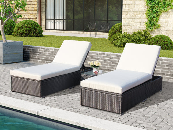 Tahiti 3 Piece Outdoor Rattan Sun Lounger Set