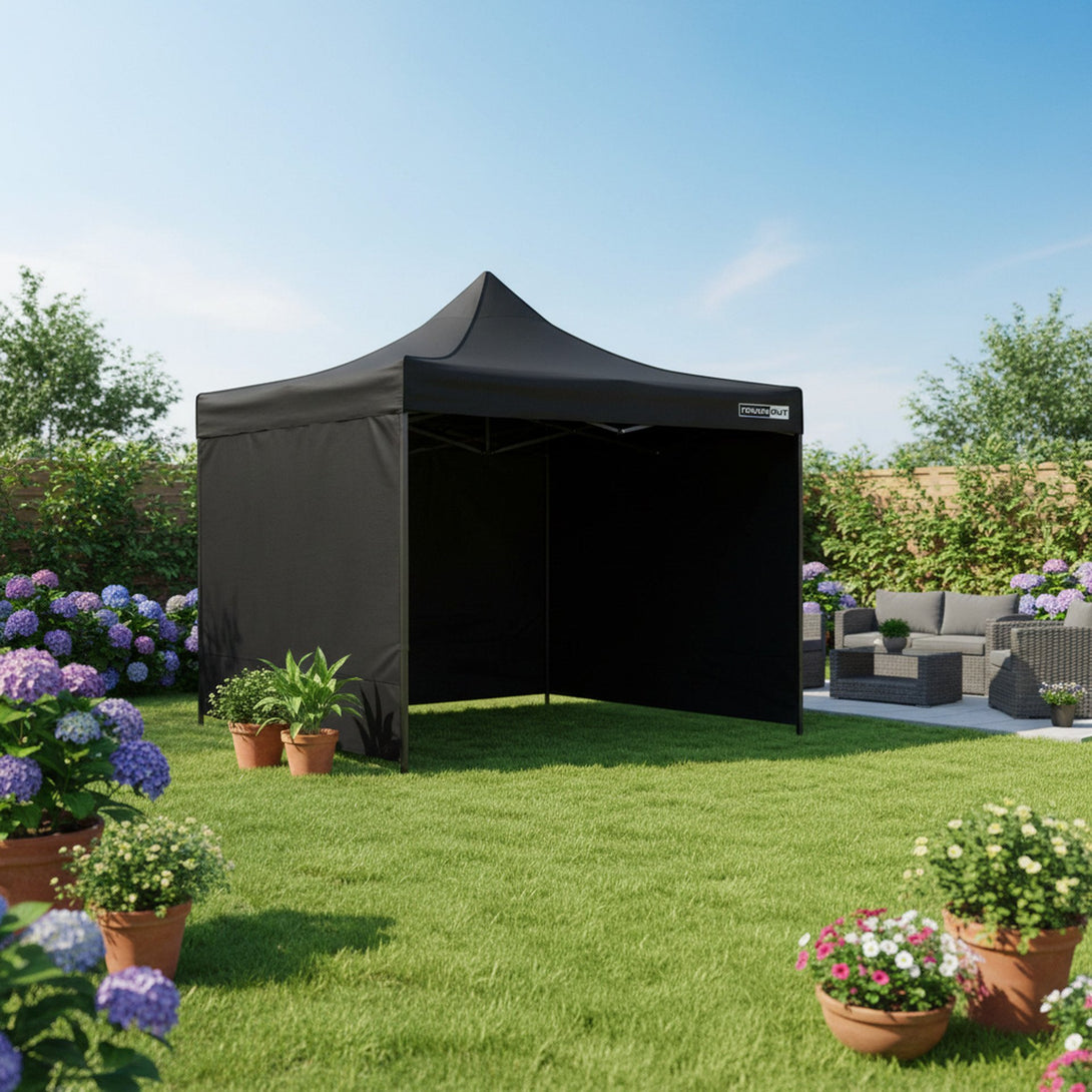 Toughout Breeze Gazebo with 3 Side Walls 3x3m - Black