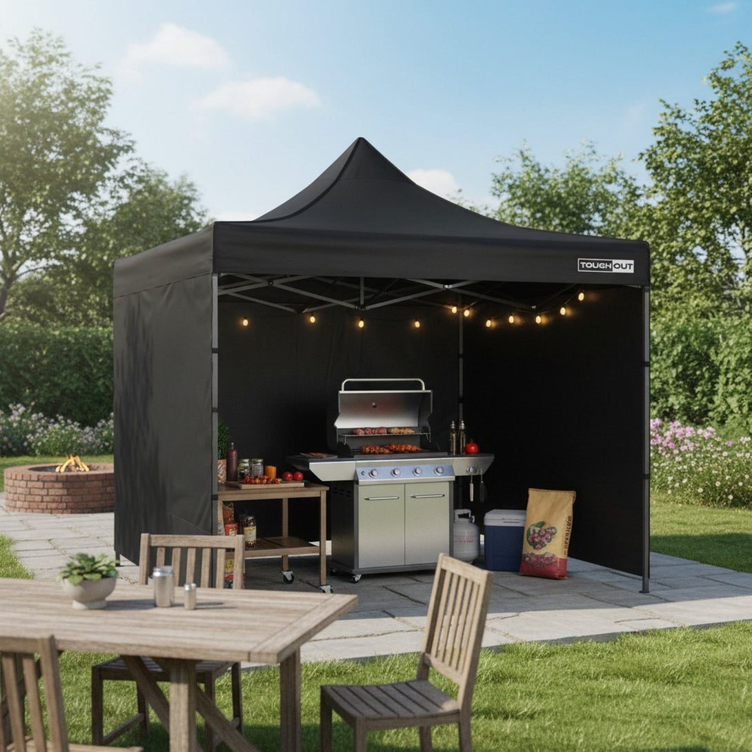 Toughout Breeze Gazebo with 3 Side Walls 3x3m - Black