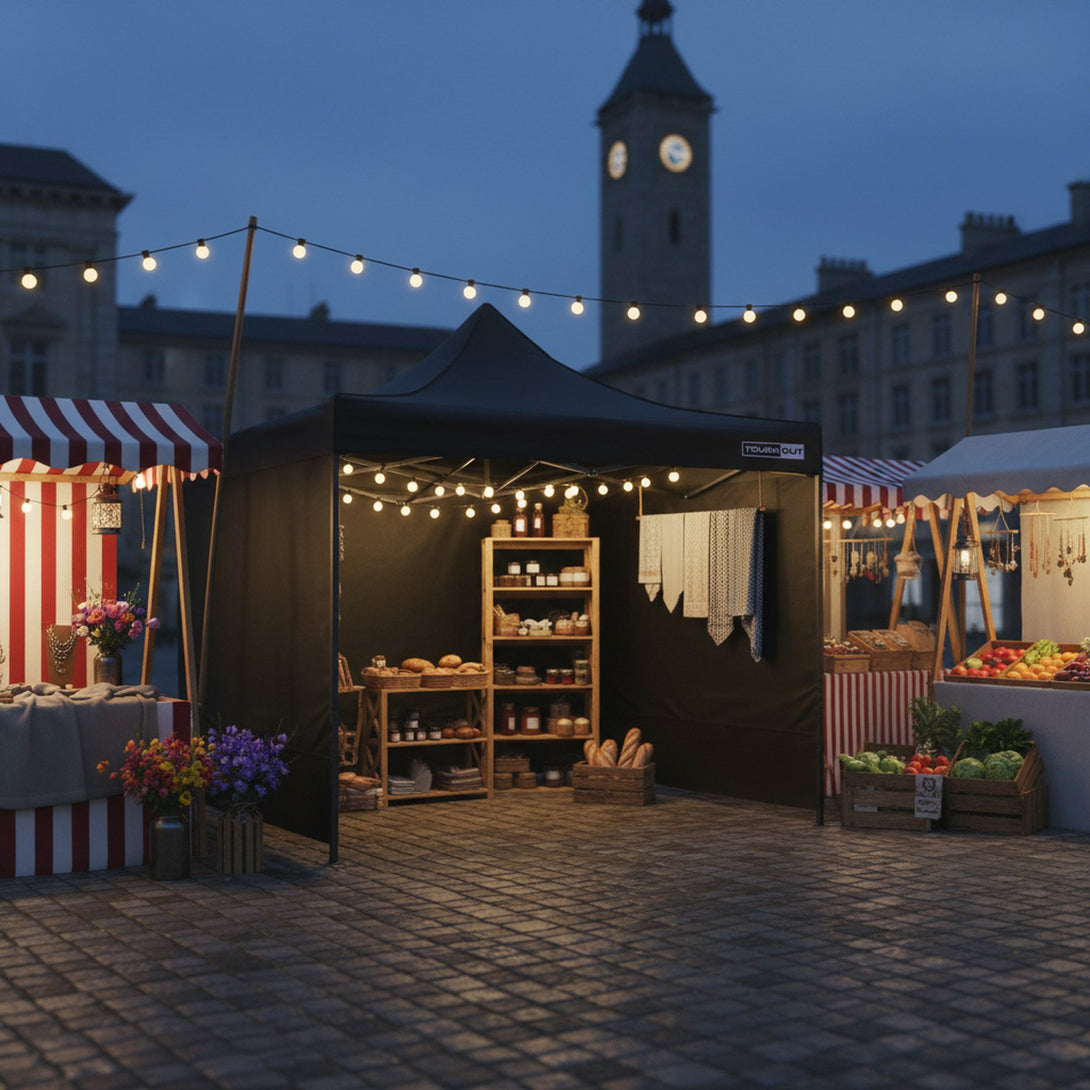 Toughout Breeze Gazebo with 3 Side Walls 3x3m - Black