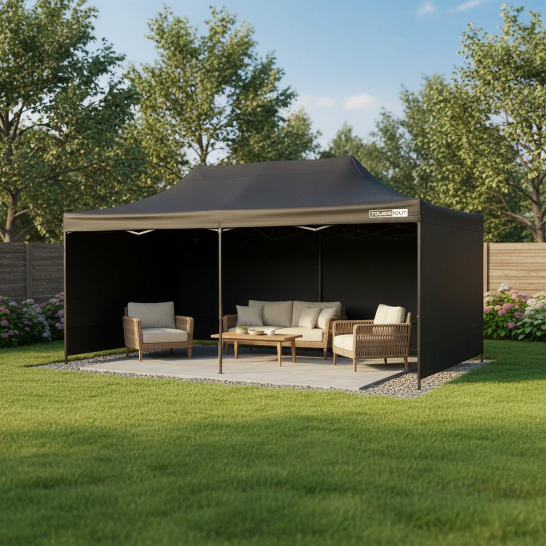 Toughout Breeze Gazebo with 3 Side Walls 3x6m - Black