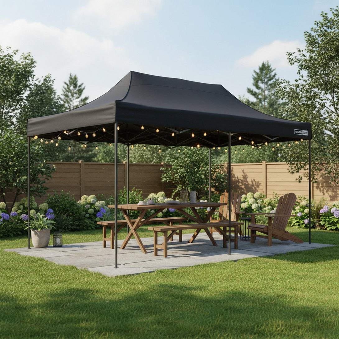Toughout Breeze Gazebo with 3 Side Walls 3x6m - Black