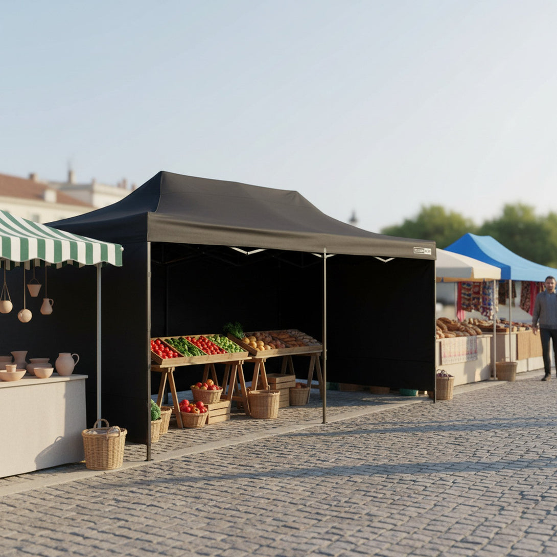 Toughout Breeze Gazebo with 3 Side Walls 3x6m - Black