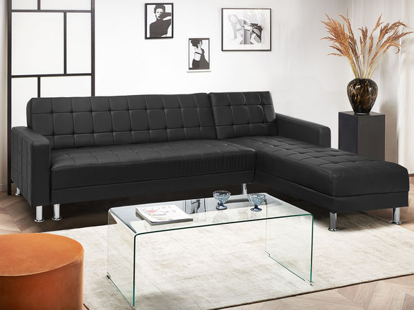 Minnesota Sofa Bed Futon with Chaise - Black