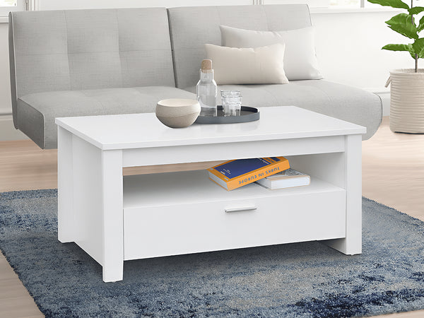 Jules Single Drawer Coffee Table - White