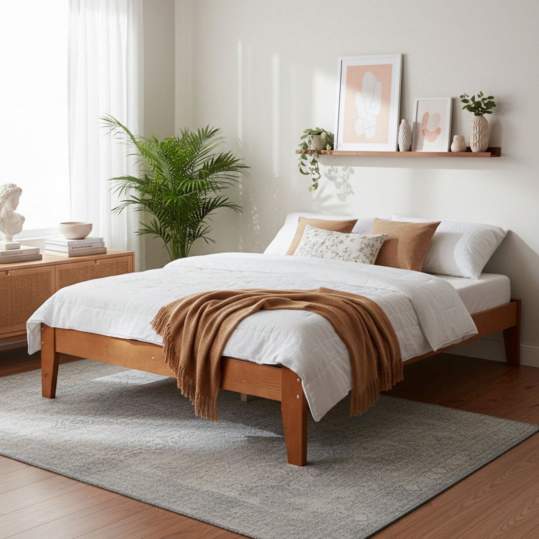 Meri Double Wooden Bed Frame - Oak