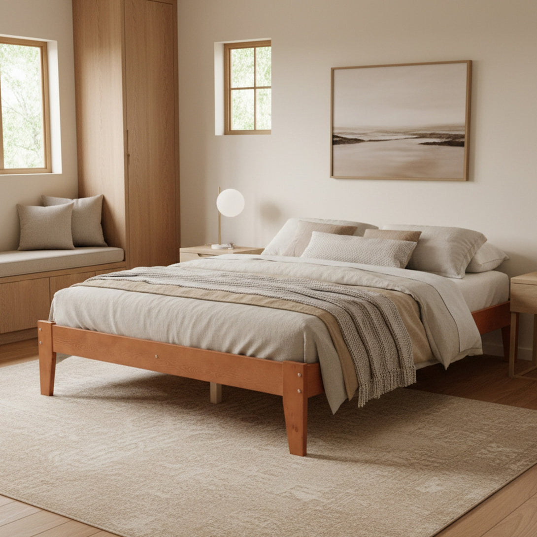 Meri Double Wooden Bed Frame - Oak