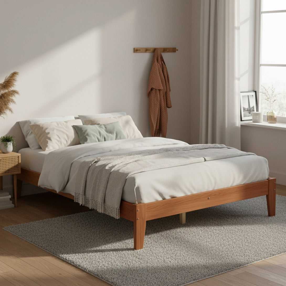 Meri Double Wooden Bed Frame - Oak