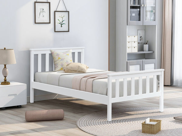 Andes Single Wooden Bed Frame - White