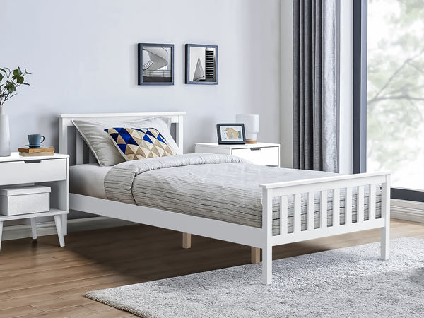 Andes King Single Wooden Bed Frame - White