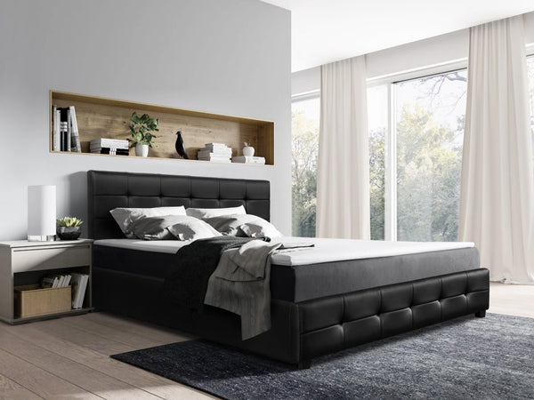 Augusta PU Slat Bed - Queen - Black