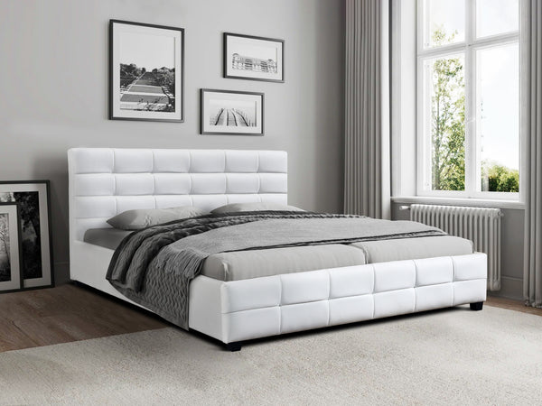 Augusta PU Slat Bed - Queen - White