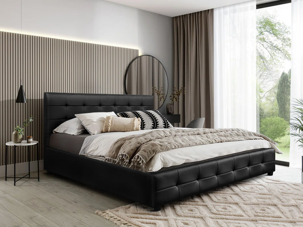 Augusta PU Slat Bed - Super King - Black